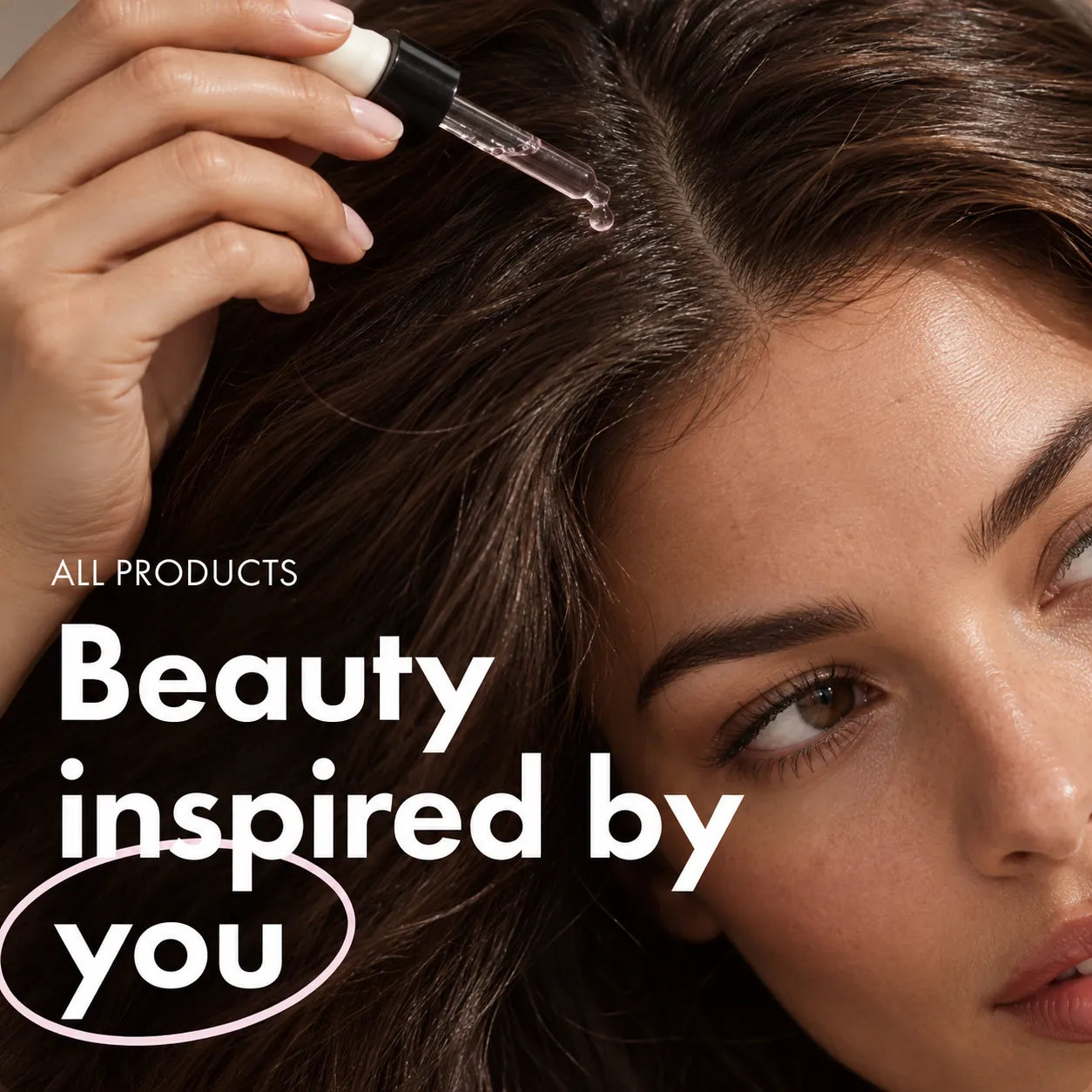 Woman applying Miiley peptide serum to her scalp